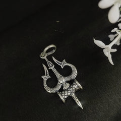 92.5 Trishul Pendant – Silver Tone Lord Shiva Trident
