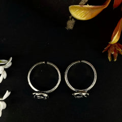 92.5 Sterling Silver Vintage Rose Bloom Toe Rings (Pair)