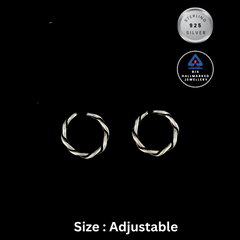 92.5 Sterling Silver Twisted Minimalist Toe Rings (Pair)