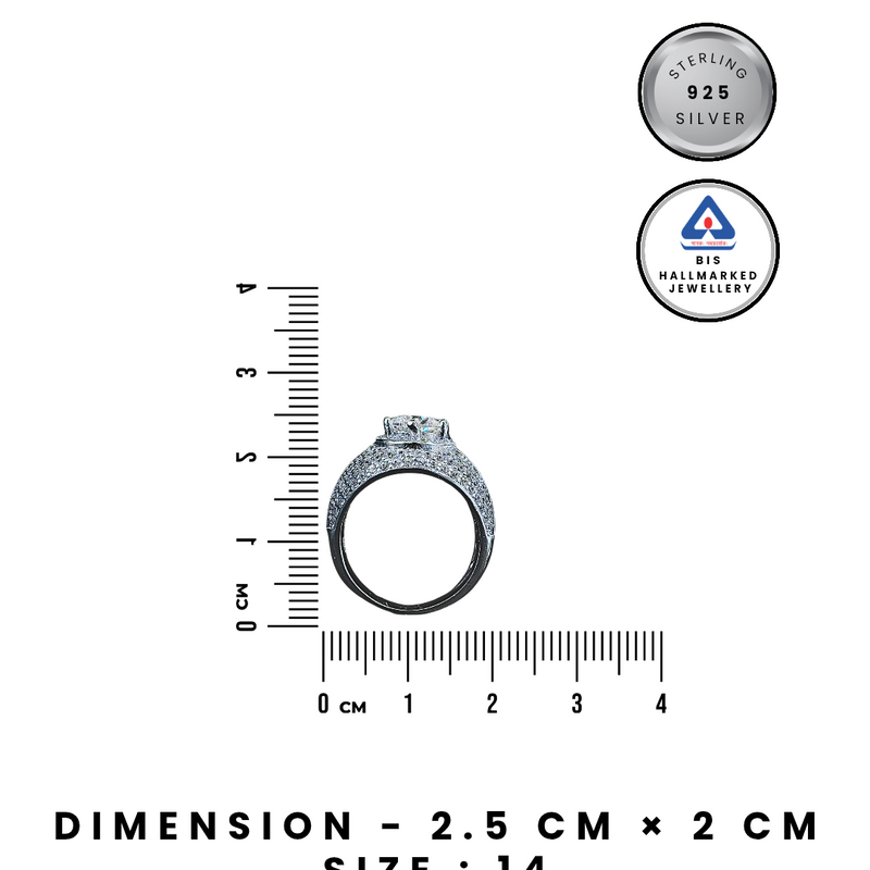 92.5 Sterling Silver Heart-Cut Solitaire & Pavé Statement Ring