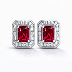 Silver CZ Stone With Ruby Solitaire Top