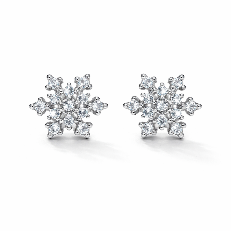 Silver CZ Stone With Flower Shape  top