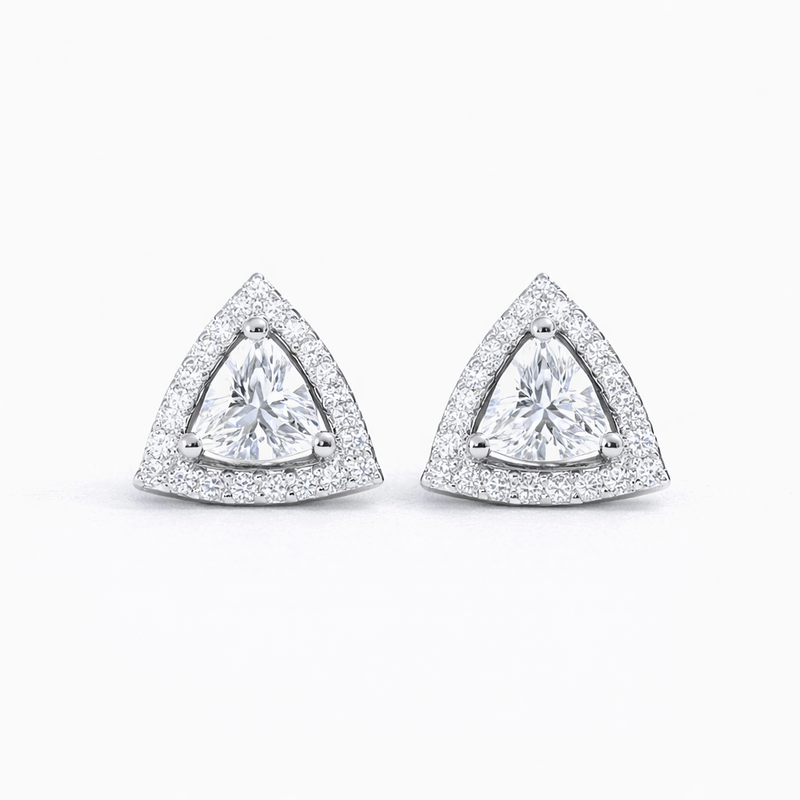 Silver CZ Stone With Triangle  Solitaire Top