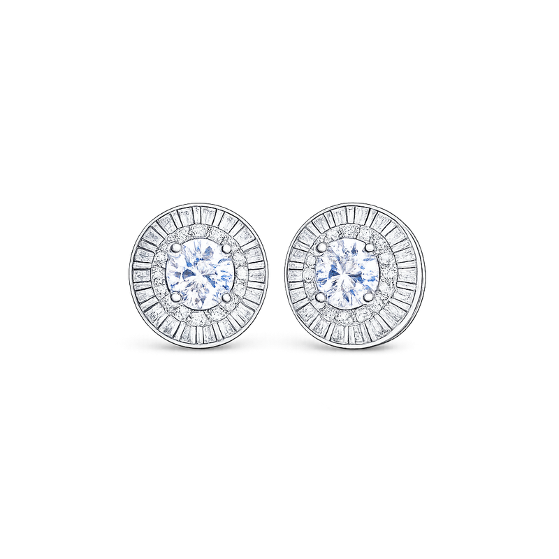 Silver CZ Stone With Round Solitaire Top