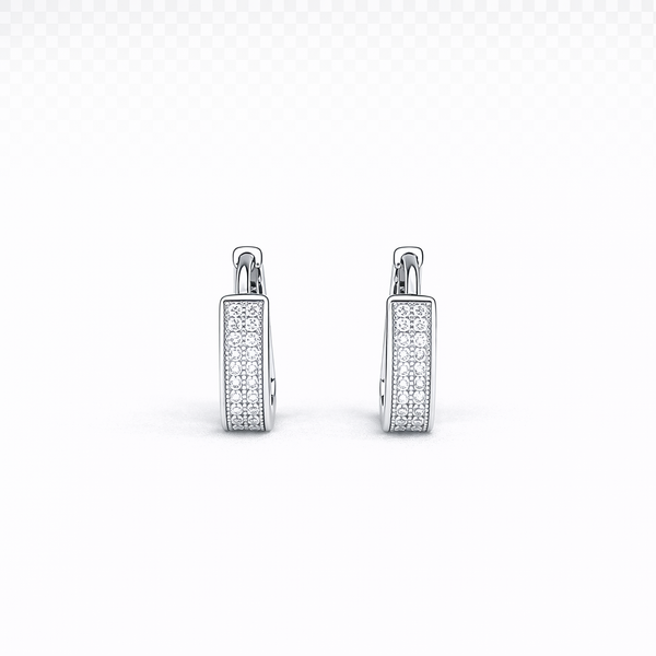 Silver CZ Stone With Double  Line Earring