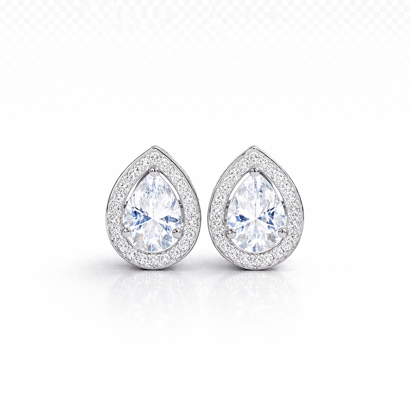 Silver CZ Stone With Pear Solitaire Topz