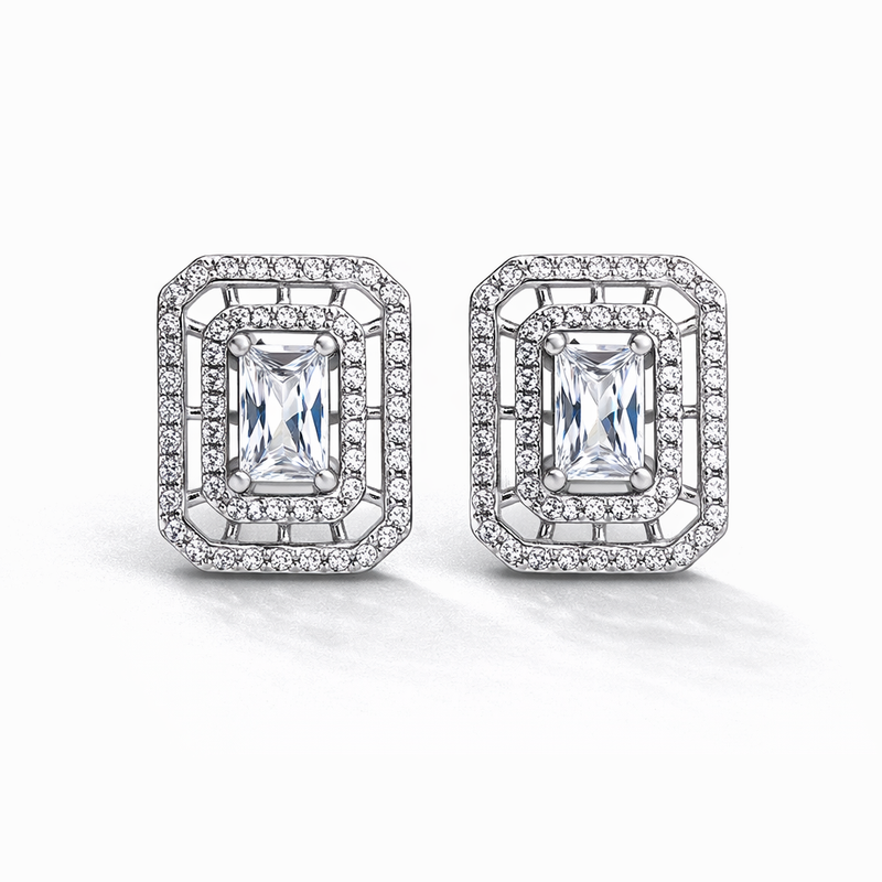 Silver CZ Stone With Center Solitaire Topz