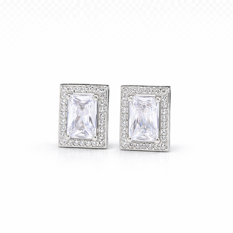 Silver CZ Stone With Square Solitaire Top